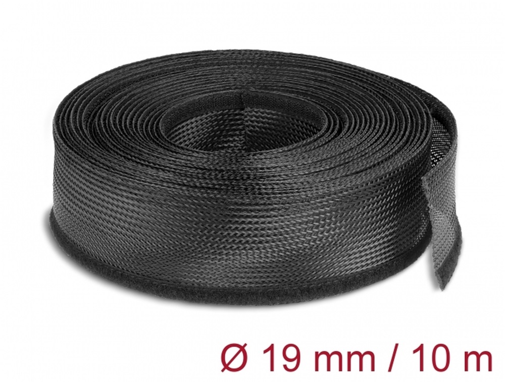 Delock 19056 Fonott kábelharisnya tépőzárral 10 m x 19 mm fekete