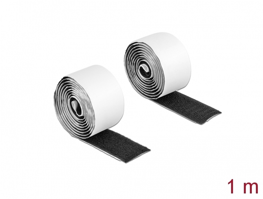 Delock 19060 Velcro öntapadó tépőzáras szalag-szett, H 1 m és Sz 25 mm fekete
