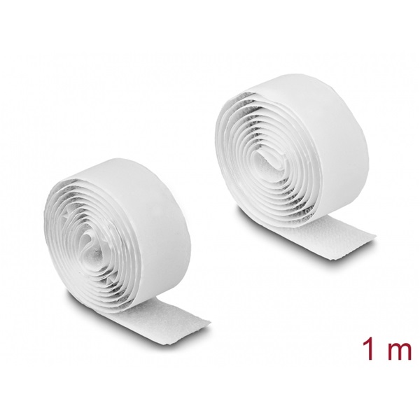 Delock 19061 Öntapadó tépőzáras szalag-szett, H 1 m és Sz 20 mm fehér