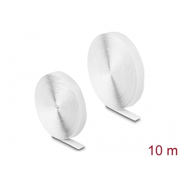 Delock 19065 Öntapadó tépőzáras szalag-szett, H 10 m és Sz 20 mm fehér
