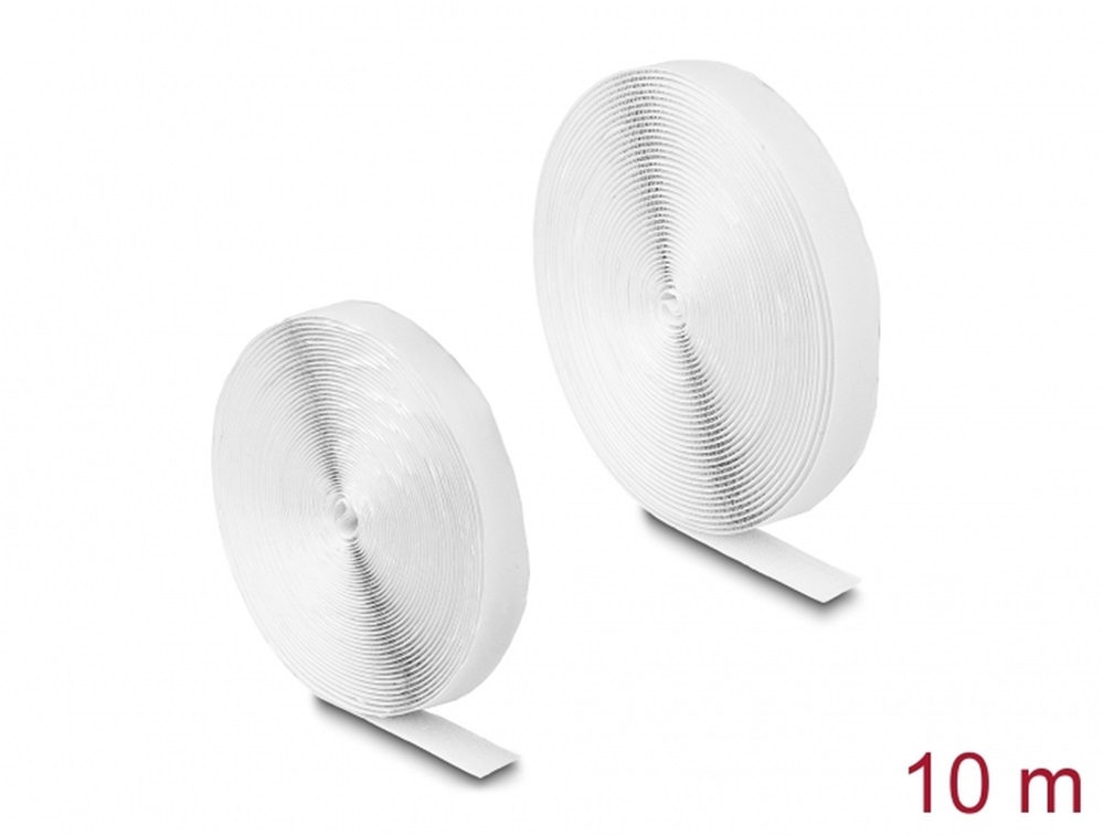 Delock 19065 Öntapadó tépőzáras szalag-szett, H 10 m és Sz 20 mm fehér