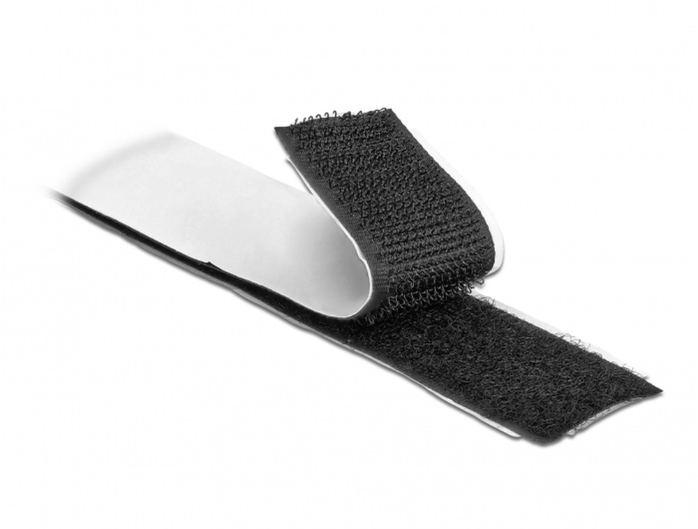 Delock 19081 Velcro öntapadó tépőzáras szalag-szett, H 10 m és Sz 25 mm fekete