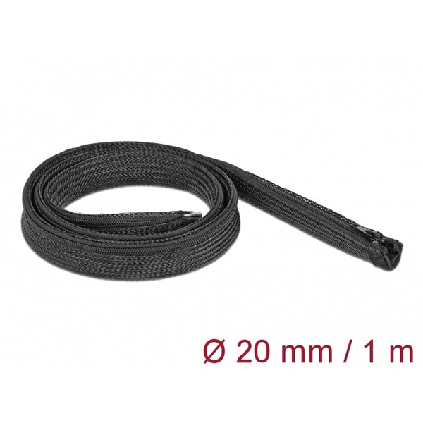 Delock 19103 Befont karmantyú zipzáras szorítóval 1 m x 20 mm-es fekete