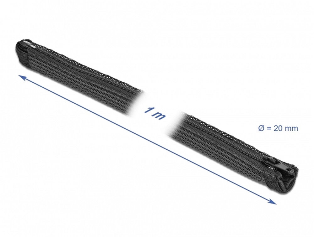 Delock 19103 Befont karmantyú zipzáras szorítóval 1 m x 20 mm-es fekete