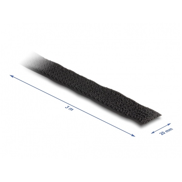Delock 19111 Öntapadós szalag feltekercselve övvel Hx 3 m, Sz 20 mm fekete színű
