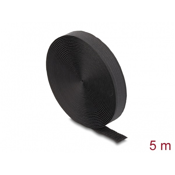Delock 19112 öntapadós szalag feltekercselve övvel Hx 5 m, Sz 20 mm fekete színű