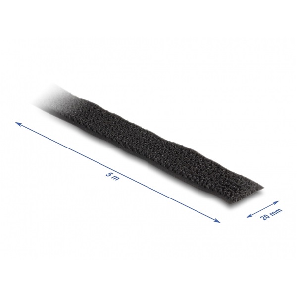 Delock 19112 öntapadós szalag feltekercselve övvel Hx 5 m, Sz 20 mm fekete színű