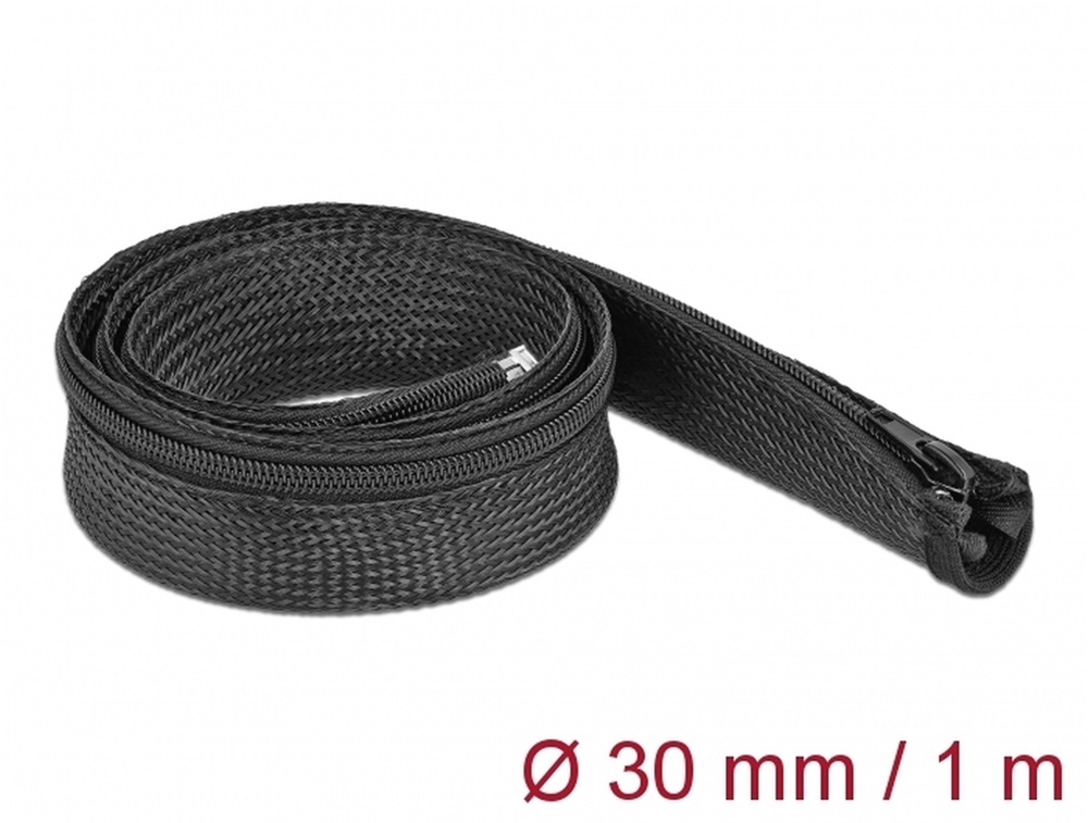 Delock 19165 Befont karmantyú zipzáras szorítóval 1 m x 30 mm-es fekete