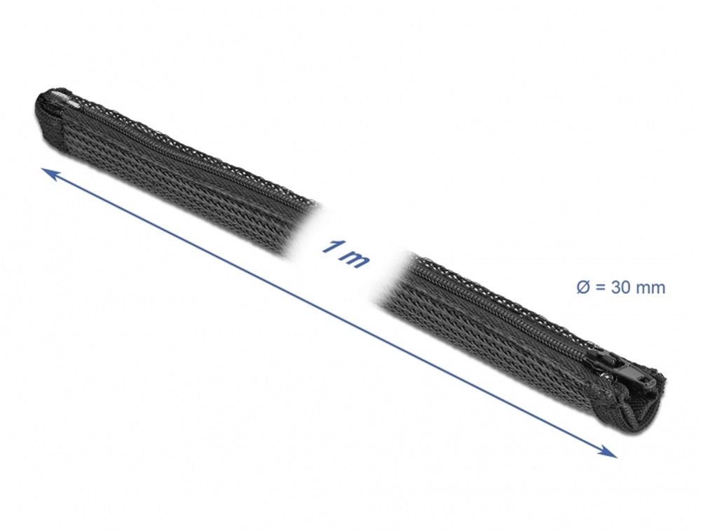Delock 19165 Befont karmantyú zipzáras szorítóval 1 m x 30 mm-es fekete