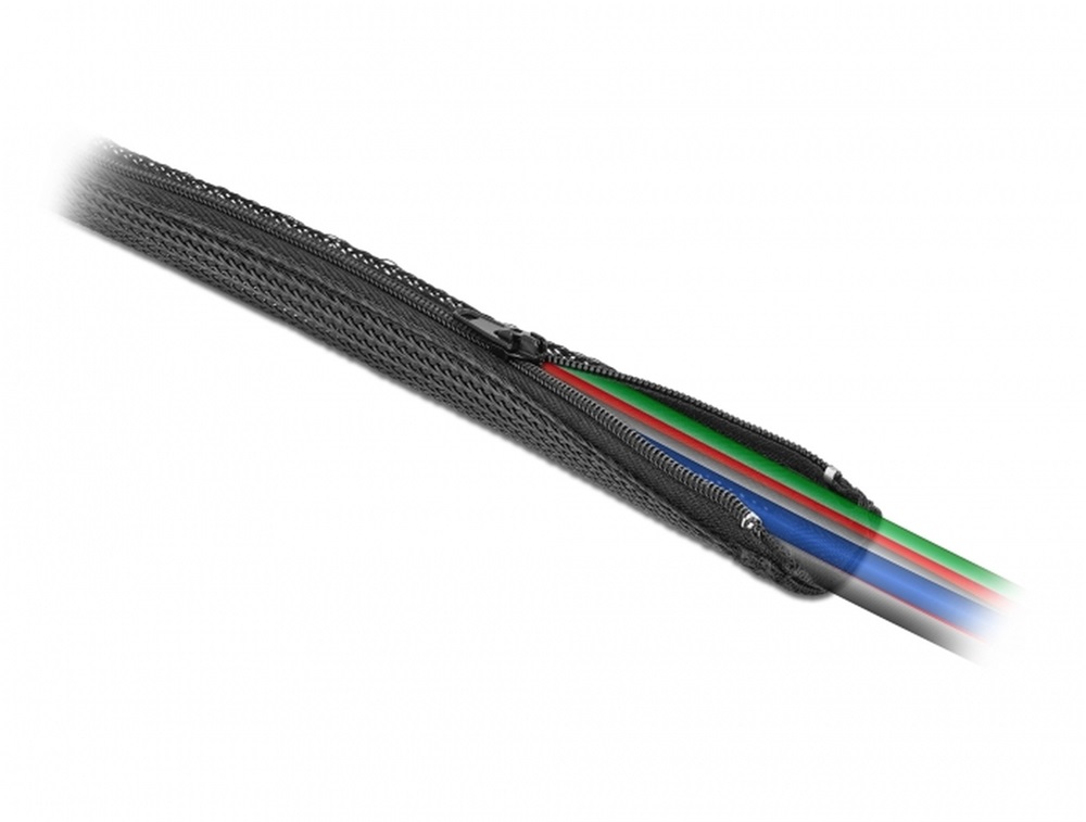 Delock 19165 Befont karmantyú zipzáras szorítóval 1 m x 30 mm-es fekete