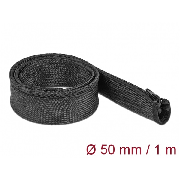 Delock 19166 Befont karmantyú zipzáras szorítóval 1 m x 50 mm-es fekete