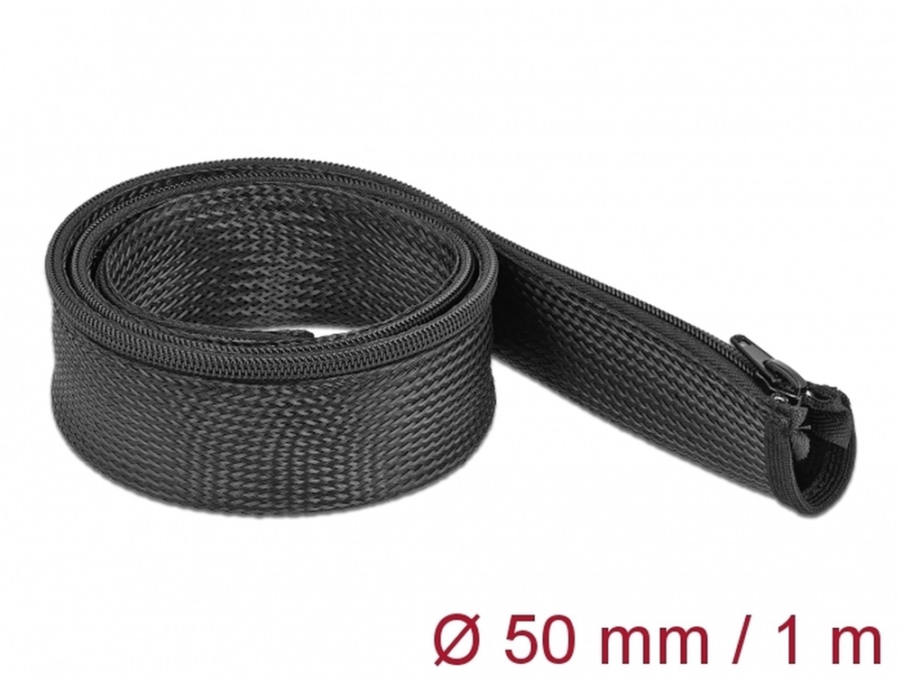 Delock 19166 Befont karmantyú zipzáras szorítóval 1 m x 50 mm-es fekete