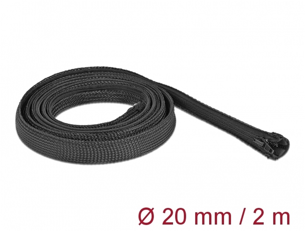 Delock 19167 Befont karmantyú zipzáras szorítóval 2 m x 20 mm-es fekete