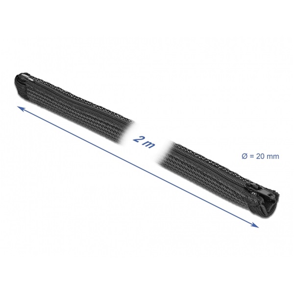 Delock 19167 Befont karmantyú zipzáras szorítóval 2 m x 20 mm-es fekete