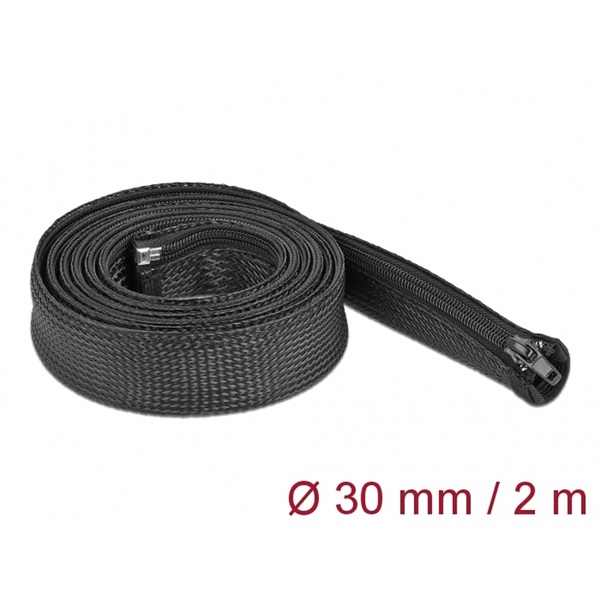 Delock 19168 Befont karmantyú zipzáras szorítóval 2 m x 30 mm-es fekete