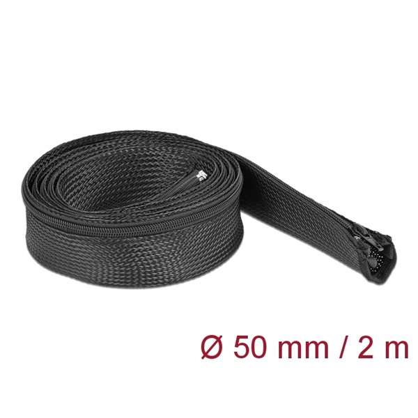 Delock 19169 Befont karmantyú zipzáras szorítóval 2 m x 50 mm-es fekete