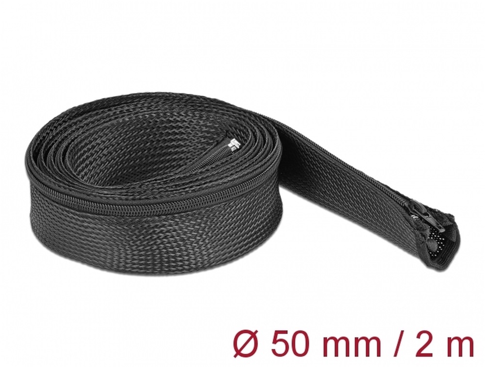 Delock 19169 Befont karmantyú zipzáras szorítóval 2 m x 50 mm-es fekete