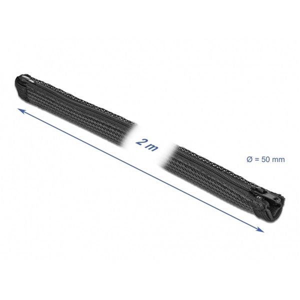 Delock 19169 Befont karmantyú zipzáras szorítóval 2 m x 50 mm-es fekete