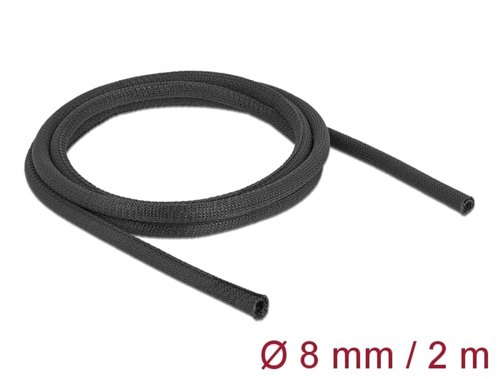 Delock 19170 Szőtt önzáródó karmantyú 2 m x 8 mm-es, fekete