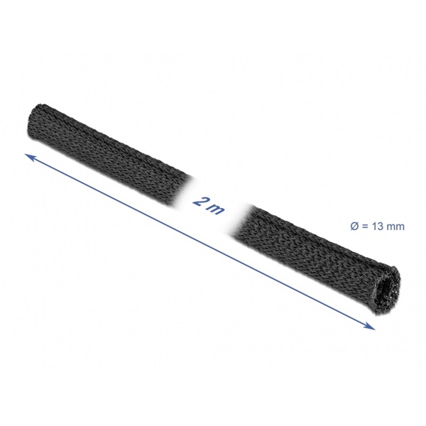 Delock 19171 Szőtt önzáródó karmantyú 2 m x 13 mm-es, fekete