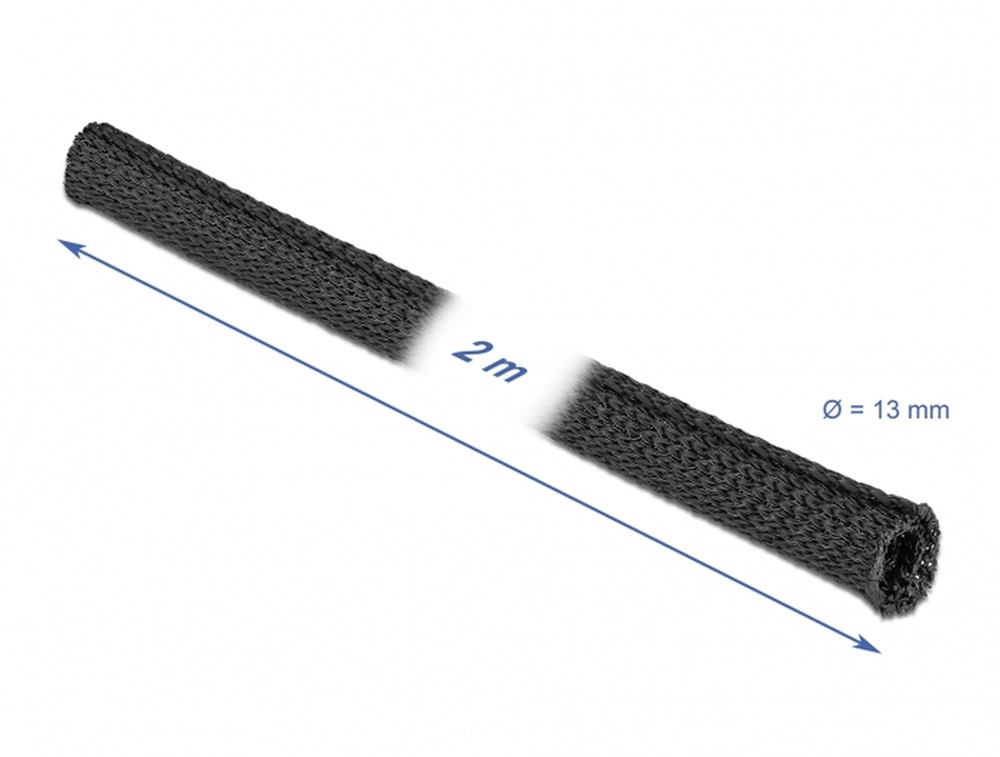 Delock 19171 Szőtt önzáródó karmantyú 2 m x 13 mm-es, fekete