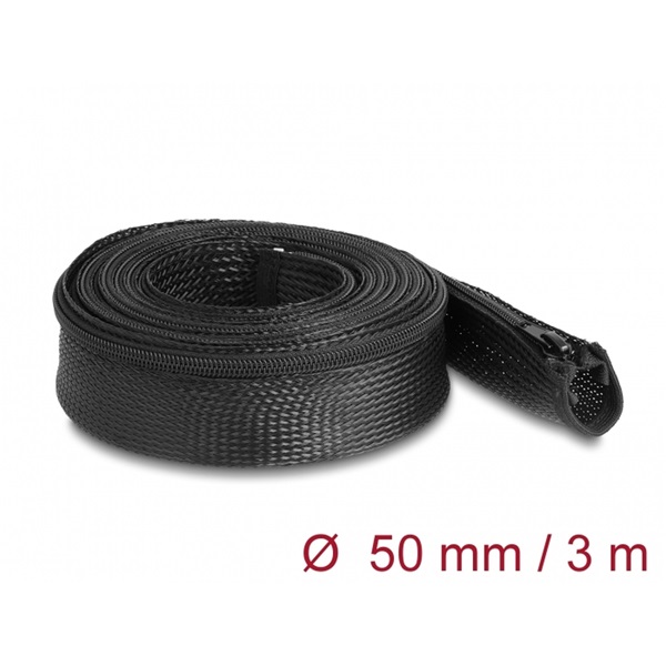 Delock 19172 Befont karmantyú zipzáras szorítóval hőállóság egészen 3 m x 50 mm-es fekete