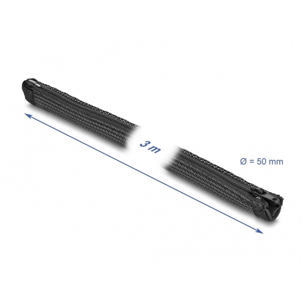 Delock 19172 Befont karmantyú zipzáras szorítóval hőállóság egészen 3 m x 50 mm-es fekete