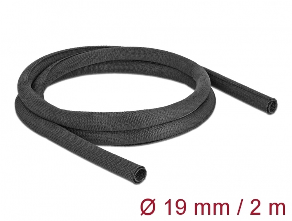 Delock 19179 Szőtt önzáródó karmantyú 2 m x 19 mm-es, fekete