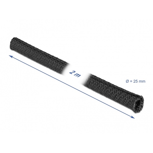 Delock 19181 Szőtt önzáródó karmantyú 2 m x 25 mm-es, fekete