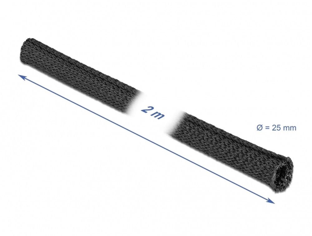 Delock 19181 Szőtt önzáródó karmantyú 2 m x 25 mm-es, fekete