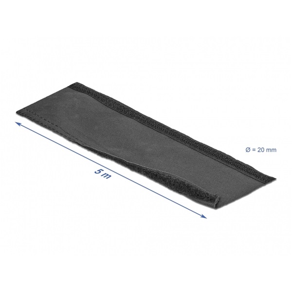 Delock 19190 Szőtt tépőzáras karmantyú 5 m x 20 mm-es, fekete