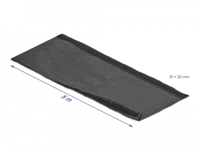 Delock 19191 Szőtt tépőzáras karmantyú 5 m x 30 mm-es, fekete