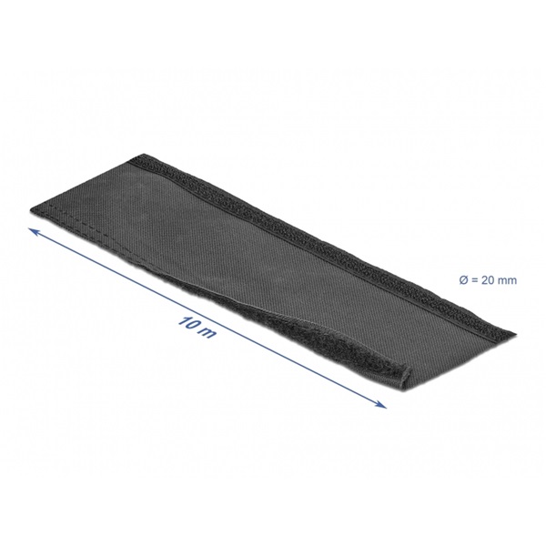 Delock 19193 Szőtt tépőzáras karmantyú 10 m x 20 mm-es, fekete