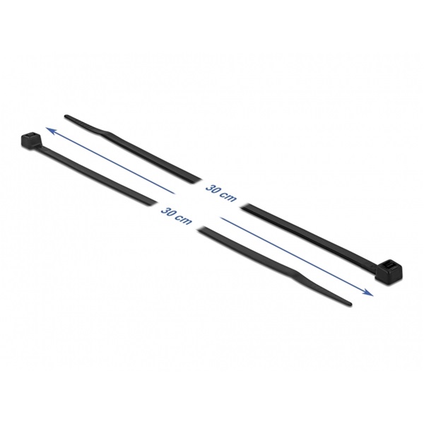 Delock 19202 Kábelkötöző ellenáll a hideg hőmérsékletnek hossza 300 x szélessége 4,8 mm, 100 db. Fekete