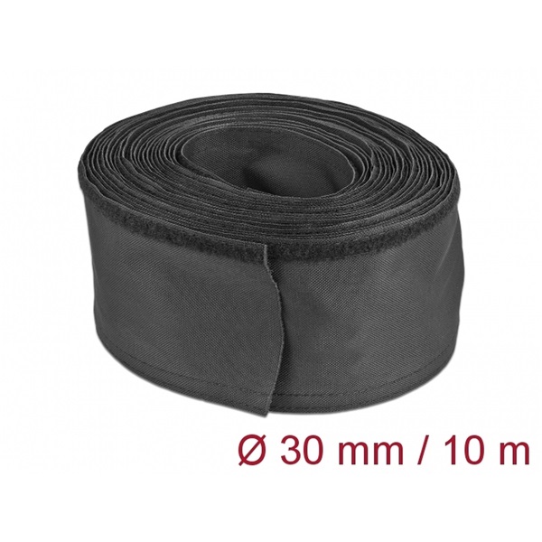 Delock 19216 Szőtt tépőzáras karmantyú 10 m x 30 mm-es, fekete