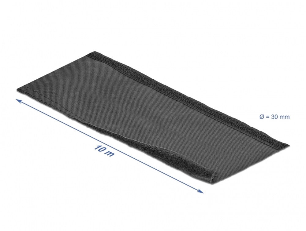 Delock 19216 Szőtt tépőzáras karmantyú 10 m x 30 mm-es, fekete
