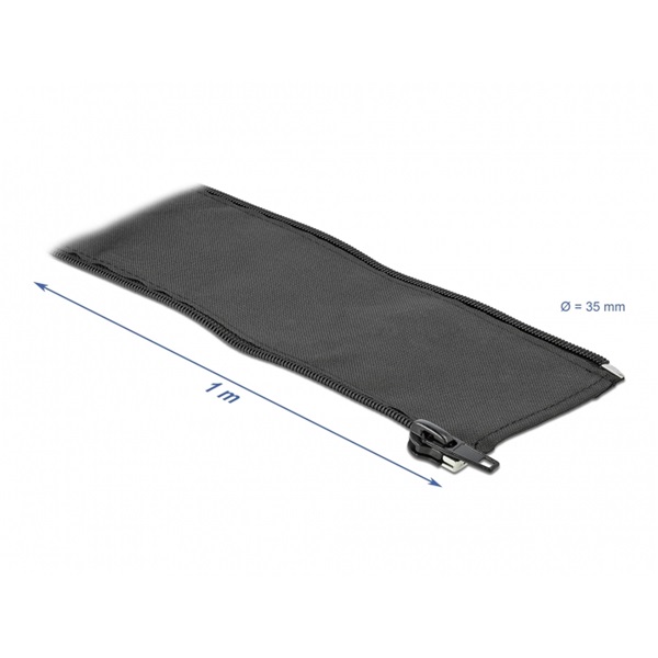 Delock 19218 Szőtt önzáródó karmantyú 1 m x 35 mm-es fekete