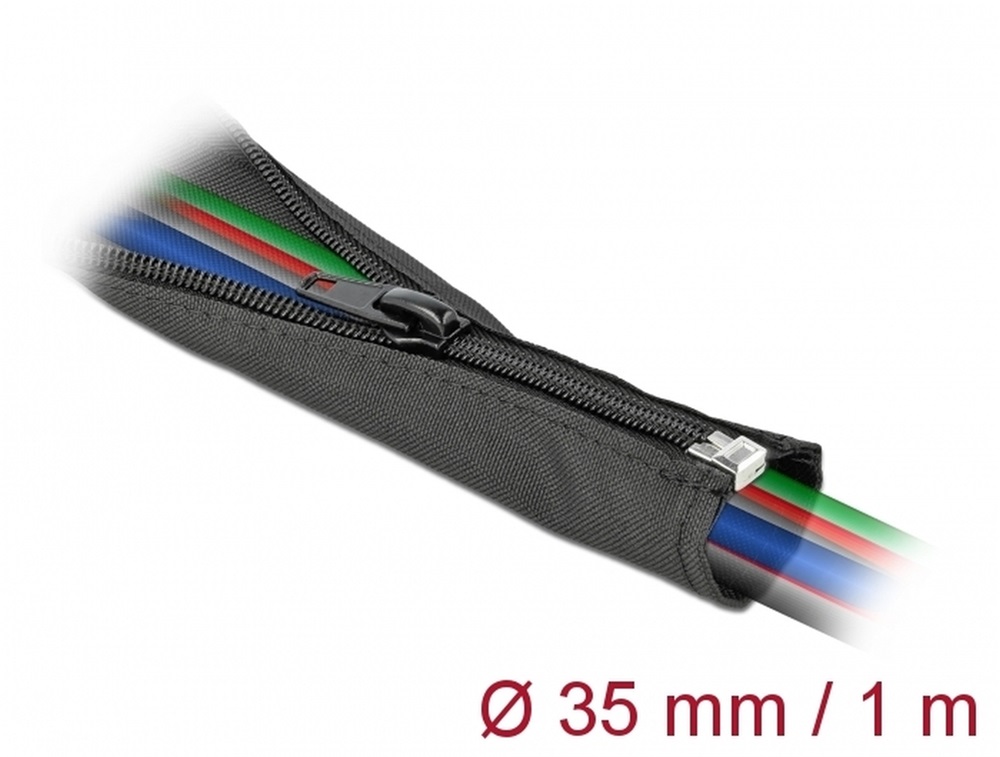 Delock 19218 Szőtt önzáródó karmantyú 1 m x 35 mm-es fekete