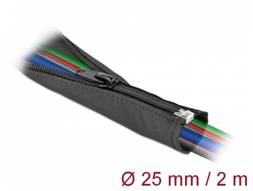 Delock 19219 Szőtt önzáródó karmantyú 2 m x 25 mm-es fekete