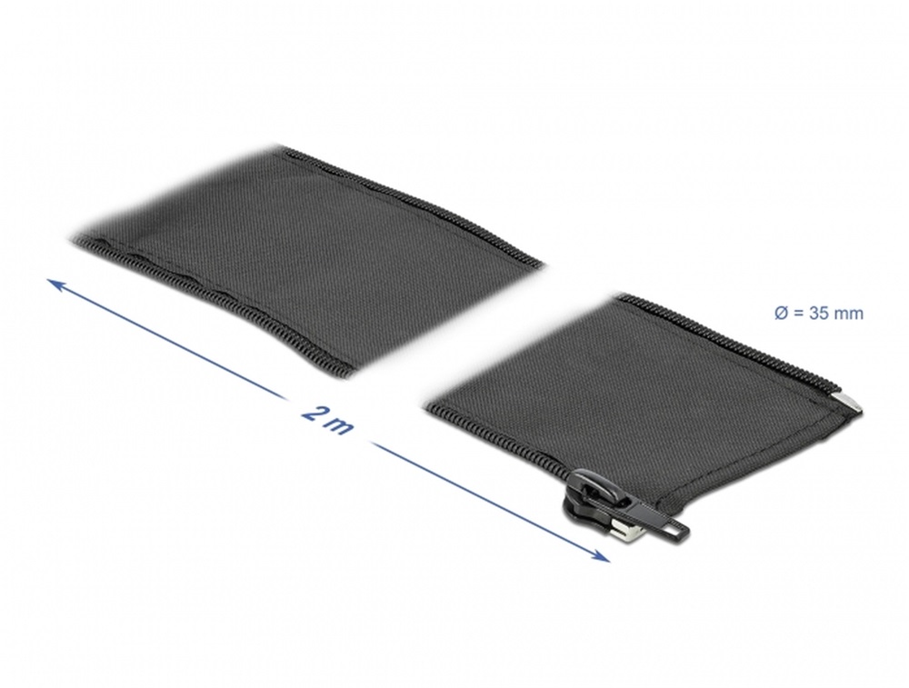 Delock 19220 Szőtt önzáródó karmantyú 2 m x 35 mm-es fekete