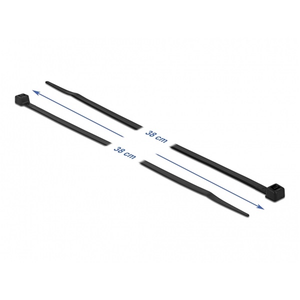 Delock 19227 Kábelkötöző ellenáll a hideg hőmérsékletnek hossza 380 x szélessége 4,8 mm, 100 db. Fekete
