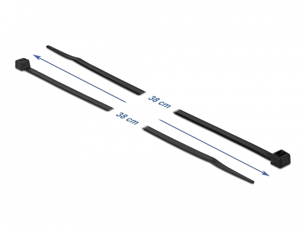 Delock 19227 Kábelkötöző ellenáll a hideg hőmérsékletnek hossza 380 x szélessége 4,8 mm, 100 db. Fekete