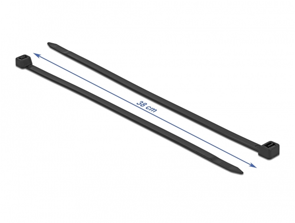 Delock 19228 Kábelkötöző ellenáll a hideg hőmérsékletnek hossza 380 x szélessége 7,6 mm, 50 db. Fekete