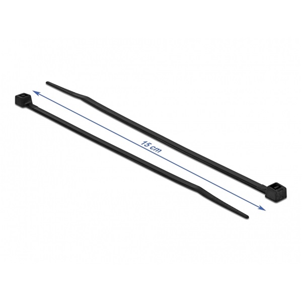 Delock 19235 Kábelkötöző ellenáll a forró hőmérsékletnek hossza 150 x szélessége 3,6 mm, 100 db. Fekete