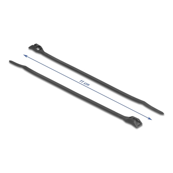Delock 19465 Kábelkötegelő lapos fejrésszel hossza 110 mm szélessége 2,5 mm, 100 db. Fekete