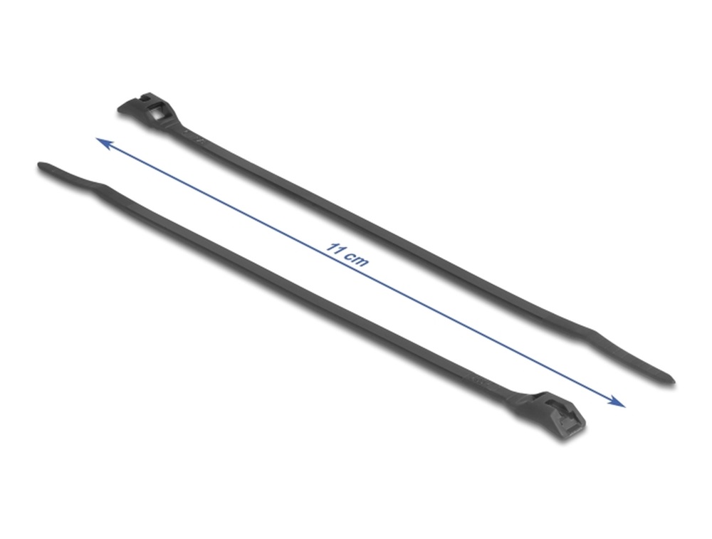 Delock 19465 Kábelkötegelő lapos fejrésszel hossza 110 mm szélessége 2,5 mm, 100 db. Fekete