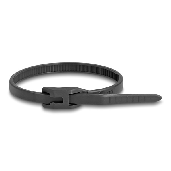 Delock 19466 Kábelkötegelő lapos fejrésszel hossza 205 mm szélessége 2,5 mm, 100 db. Fekete