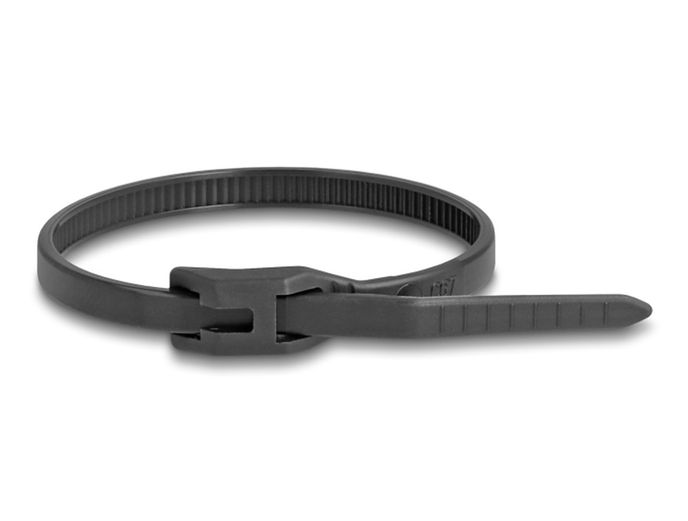 Delock 19466 Kábelkötegelő lapos fejrésszel hossza 205 mm szélessége 2,5 mm, 100 db. Fekete