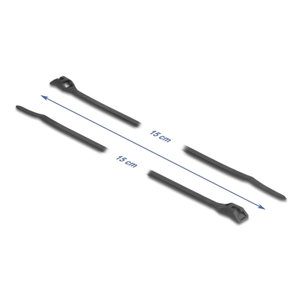 Delock 19467 Kábelkötegelő lapos fejrésszel hossza 150 mm szélessége 3,6 mm, 100 db. Fekete