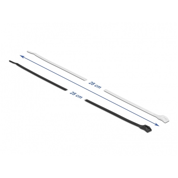 Delock 19483 Kábelkötegelő lapos fejrésszel hossza 280 mm szélessége 3,6 mm, 100 db.
